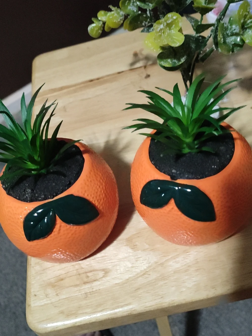 Orange Ceramic Fruit Planter with Green Leaves - Home Accents Small